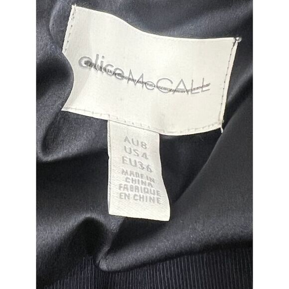 Alice McCall Dress 4 Akima Blue Gold Silk Fringe One Shoulder Party Cocktail - Picture 8 of 8